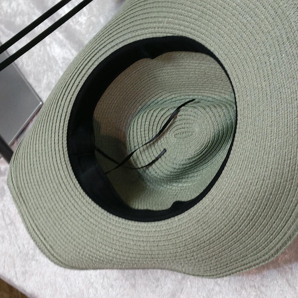 Unisex Woven Western Straw Beach Sun Hat Cowrie Cowry Shells Tassels Sage Green - Picture 13 of 15